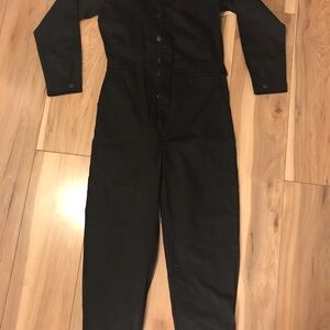 FOR DAYS  Organic Twill Long Sleeve Boiler Jumpsuit In Black Utility Size XS